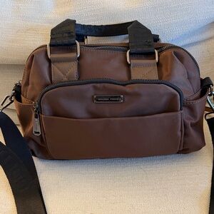 Brown Nylon satchel Bag with Shoulder Strap